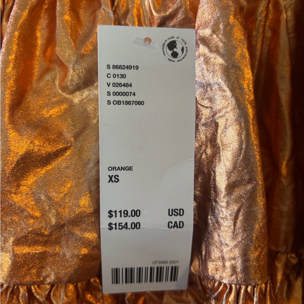 Kimchi blue orange crinkle mini dress